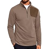 Yousify Mens Quarter Zip Sweatshirt Long Sleeve Mock Neck Casual Pullover Polo Golf Shirts with Pocket
