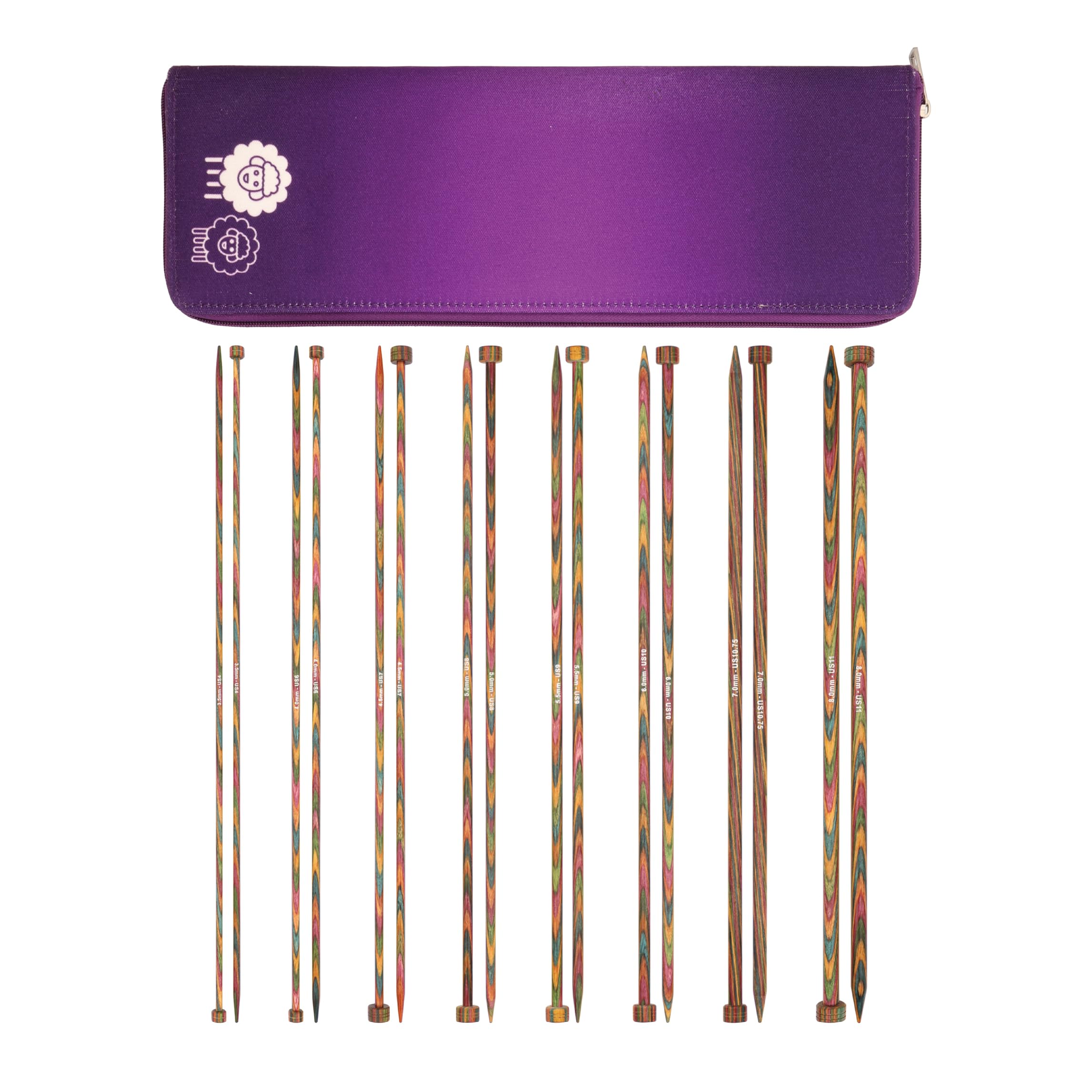 KnitPro Symfonie Single Pointed Needle Set 12" (30cm) | 8 Sizes (3.5mm to 8mm)