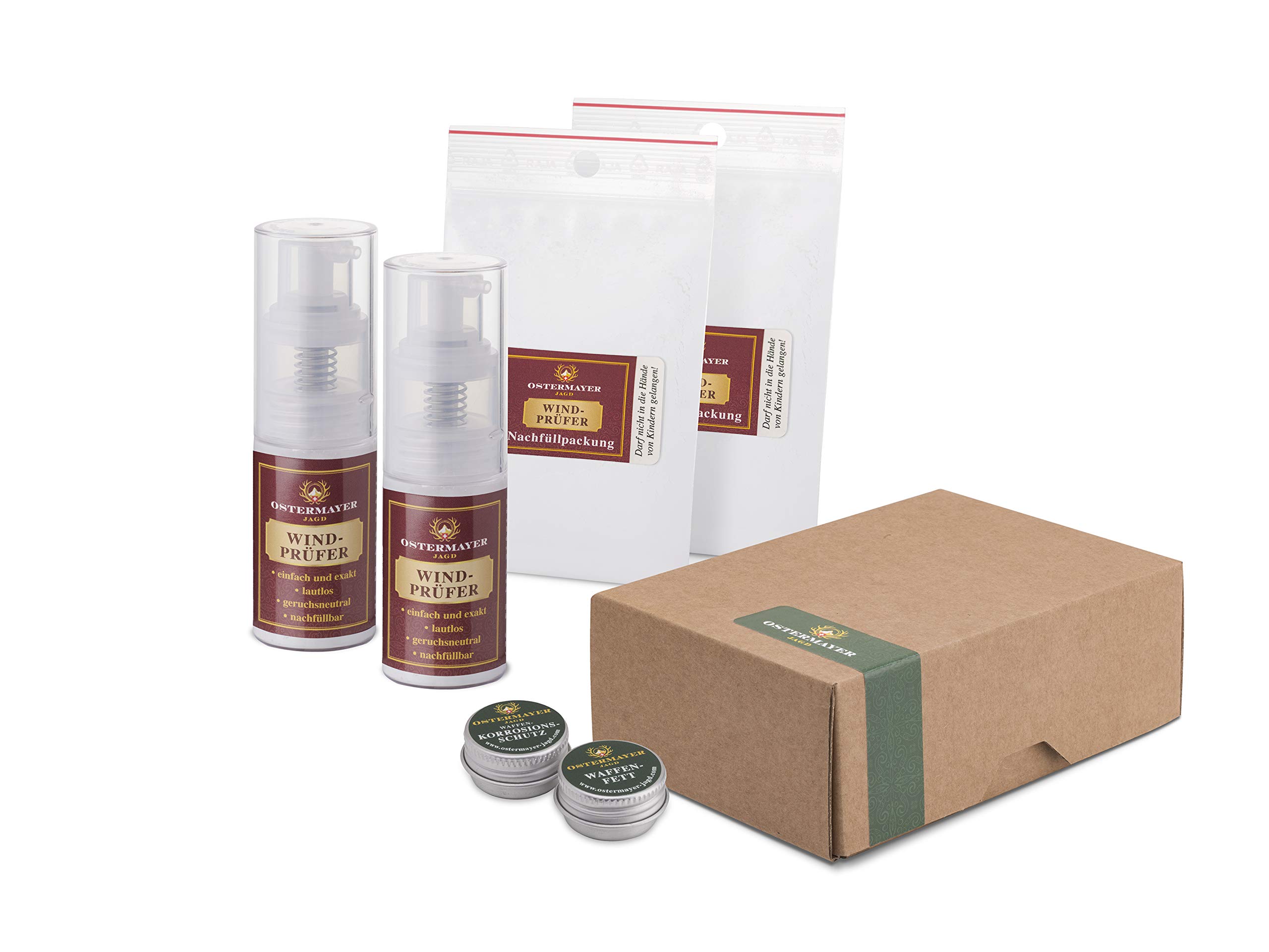 Ostermayer Jagd Wind tester economy set with free weapon grease and weapon corrosion protection.