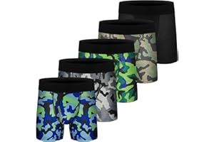 CONKEND Boys Boxer Briefs,Cotton Toddler Underwear Breathable Mesh Performance Sport Big Boy Boxer Briefs with Fly 5Pack