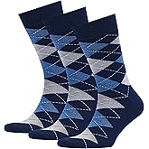 VRD Mens Dress Socks, Bamboo Rayon 3-Pack, Blue Navy Crew Length Mid-Calf Socks for Men Shoe Size 8-13