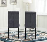 mcc direct Set of 2 Grey Lined Fabric Dining Chairs Solid Wood Legs Home view 5