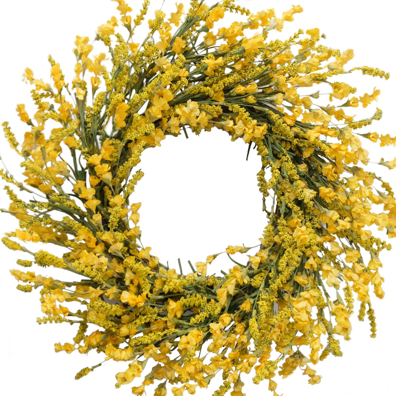 Photo 1 of TEMPUS 20 Inch Yellow Flower String for Front Doors Wreath Spring and Summer Wreath for Indoor and Outdoor Decor Rustic and Farmhouse Style Home Decor?Yellow ?