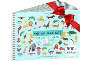 Cupkin Animal Sticker Book Activity for Kids, Toddler Airplane Travel Essentials, 500+ Habitat Stickers for Kids + 12 Scenes + 12 Coloring Book Pages, Animal Lover Gift, Childrens Crafts for Ages 2-8