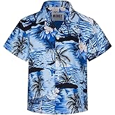 MOHEZ Little & Big Boys Hawaiian Shirts Short Sleeve Summer Beach Tropical Casual Aloha Luau Shirts Top for Kids