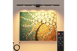Arixinks Picture Light with Remote Battery Operated,Wireless Painting Light Art Light 400LM,Full Metal 6000mAh Rechargeable Display Wall Picture Light for Gallery with 3 Lighting&Dimmer Timer-Off
