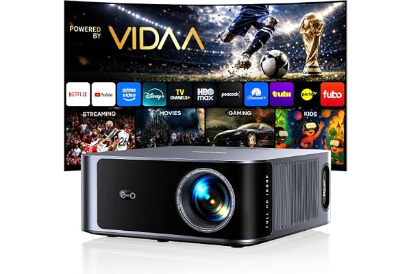 Outdoor-Projector-4K [VIDAA Live TV/40W Dolby/920 ISO] with WiFi6 and Bluetooth Compatible with Netflix, Smart Projector, AI Voice Control & Auto Focus, HDR10, Movie Proyector for Ceiling Home Theater