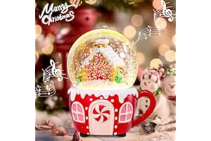 VCUTEKA Snow Globe, Christmas Snow Globe Color Changing Battery Operated Lighted Musical Snow Globes for Kids Gift and Home Décor, Gingerbread Man
