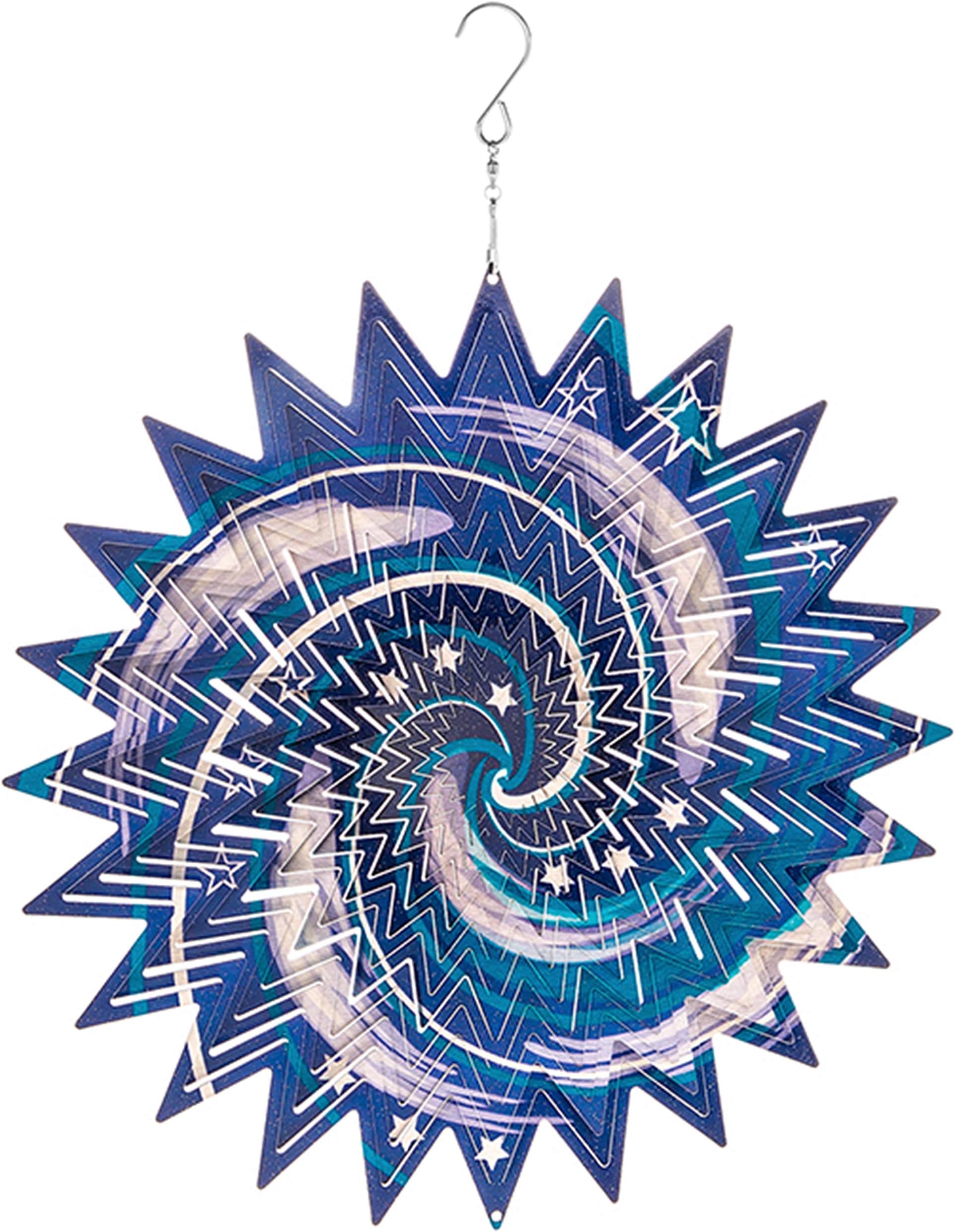 LARGE METAL WIND SPINNER SUN CATCHER HANGING GARDEN ORNAMENT GALAXY 12"