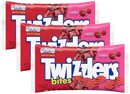 TWIZZLERS Bites Cherry Candy Bag, 16 oz (Pack of 3)