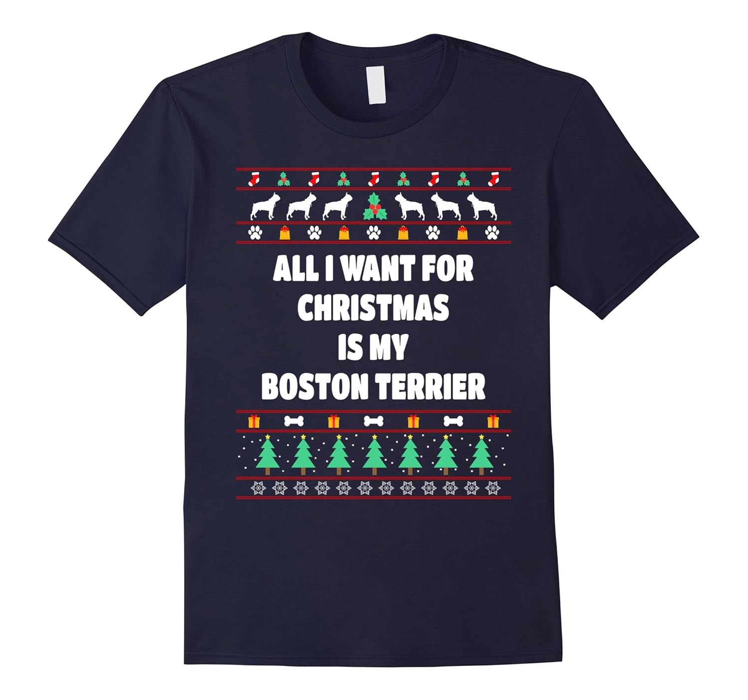 Ugly Christmas Boston Terrier TShirt-ANZ