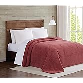 Brooklyn Loom Marshmallow Sherpa Dusty Rose Full/Queen Blanket 100% Polyester Microfiber Plush, Solid Casual Themed, Adult Bedding, Oeko-TEX Certified