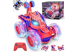 Mafbeanl Remote Control Car Stunt RC Cars 360° Rotating with 2.4GHz Rechargeable Wheel Lights Toys Car Gift for Boys 3 4 5 6 7 8 9 10 11 12 (Red)