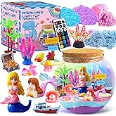 Mscawow Mermaid Terrarium Kit for Kids, DIY Light-Up Decorations Arts & Craft Kit - 4 5 6 7 8-12 Year Old Girl Birthday Gift Toys