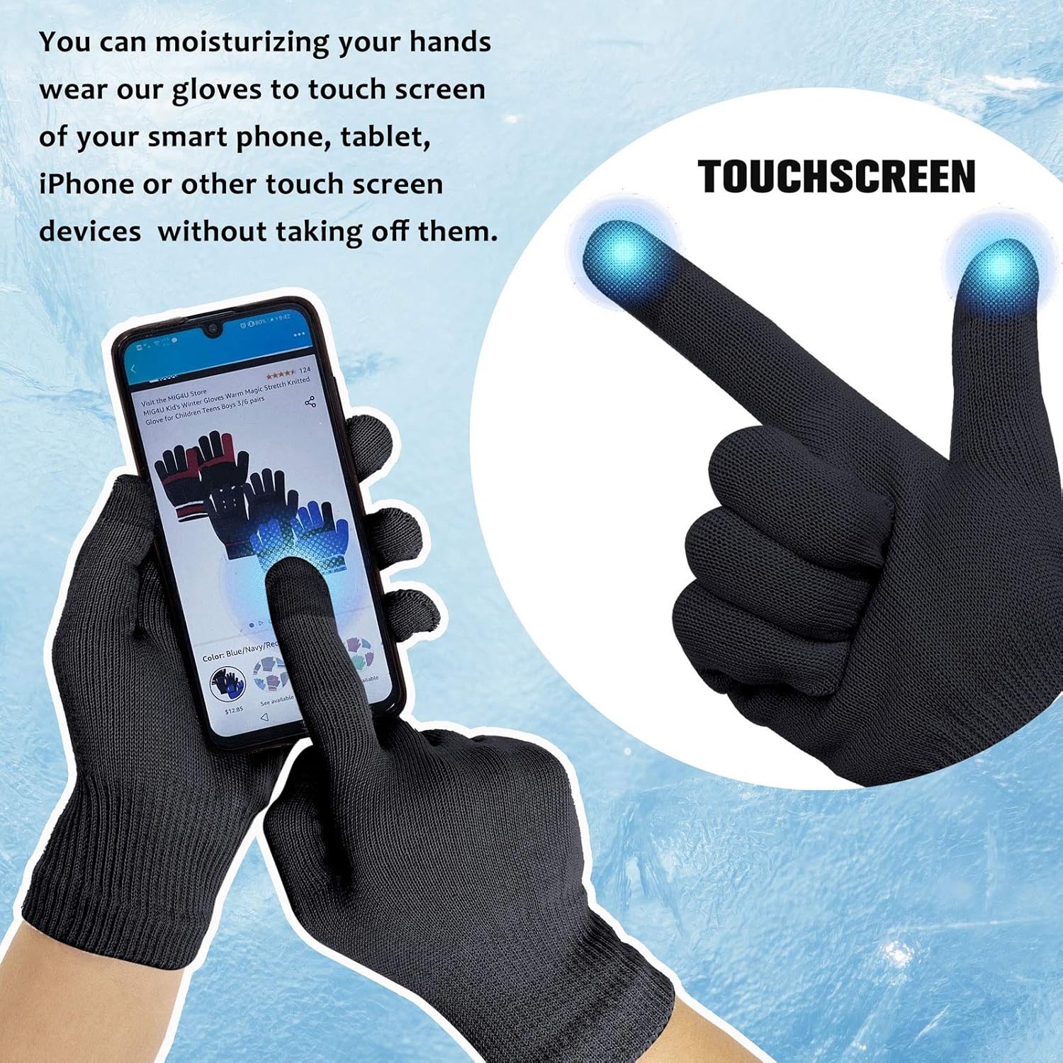 MIG4U Moisturizing Beauty Gloves Touch Screen Overnight Sleeping Glove Large for Men SPA, Dry Hands, Nighttime Lotion, UV Protection, Cosmetic Treatment, Black 1 Pairs : Beauty