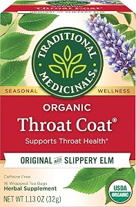 Traditional Medicinals Tea, Organic Throat Coat, Supports Throat Health, 16 Tea Bags