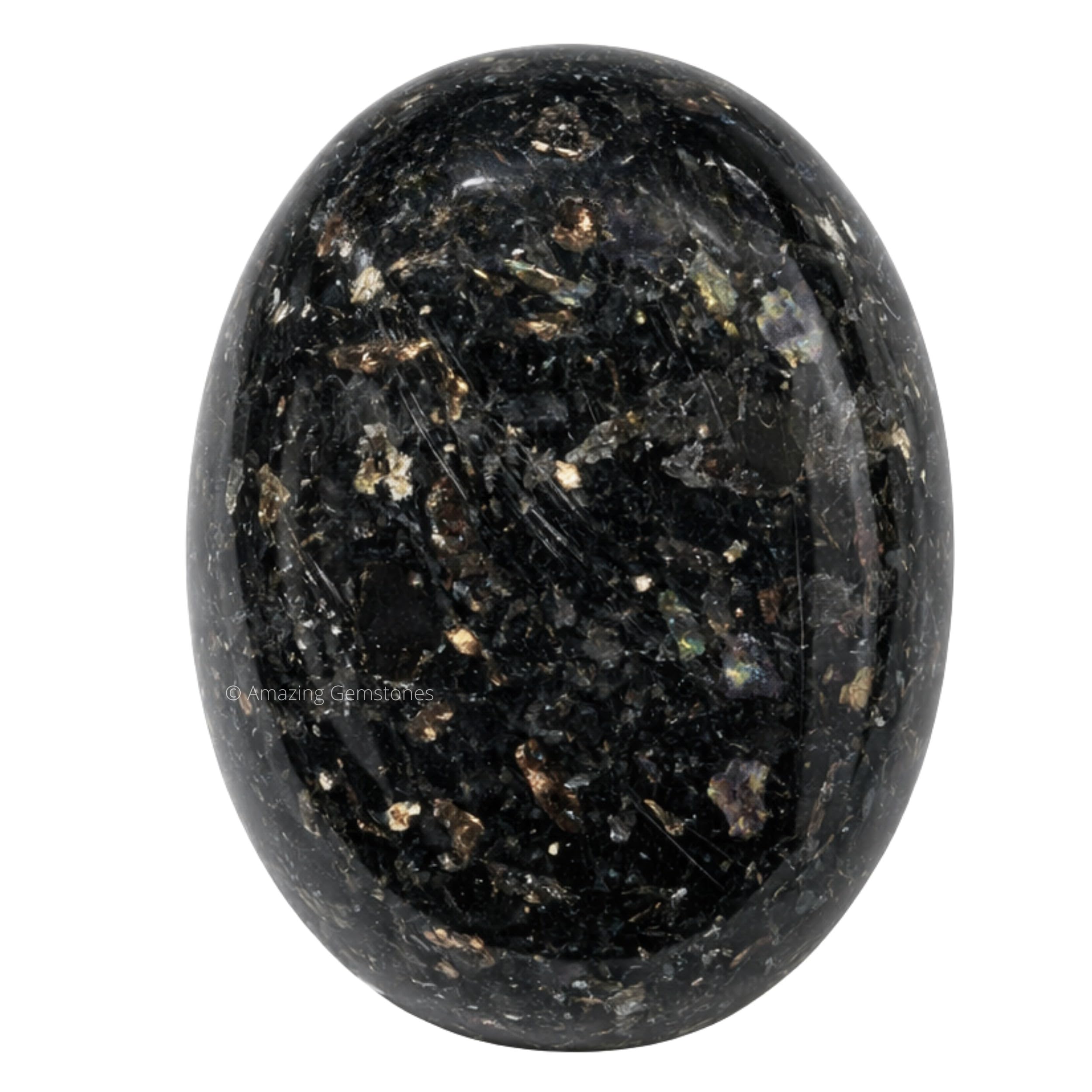 Nuummite Palm Stone - Pocket Massage Worry Stone for Natural Body Chakra Balancing, Reiki Healing and Crystal Grid.