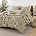 Andency Tannish Grey Comforter Set King Size, Boho Soft Warm Tufted Bedding Comforter Sets for King Size Bed, 3 Pieces Aesthetic Chevron Farmhouse Cute Bohemian Textured Bedding Set