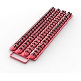 Olsa Tools 80-Slot Portable Socket Organizer Tray With Handle Red/Black | Socket Tray With Clips for 1/4-Inch, 3/8-Inch &amp; 1/2-Inch Drive Sockets - Professional-Grade Tool Organizer - Part: 1047