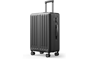 SunnyTour 24 inch Luggage Hardside Lightweight Suitcase with Spinner Wheels TSA Lock for Travel Business, Black