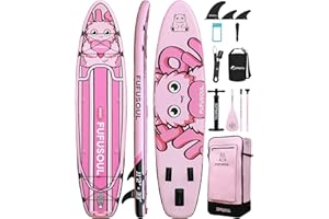 UPWELL 11'2/11'/10'8"/10'6”/10'2” Inflatable Stand Up Paddle Board with sup Accessories Including Backpack, Repairing Kits, Non-Slip Deck, Leash, 3 Fins, Paddle and Hand Pump