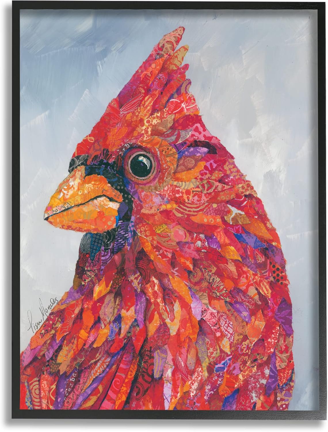Paintings - Stupell Industries The Messenger Red Cardinal Layered Collage Bird Painting Framed Wall Art, Design by Lisa Morales