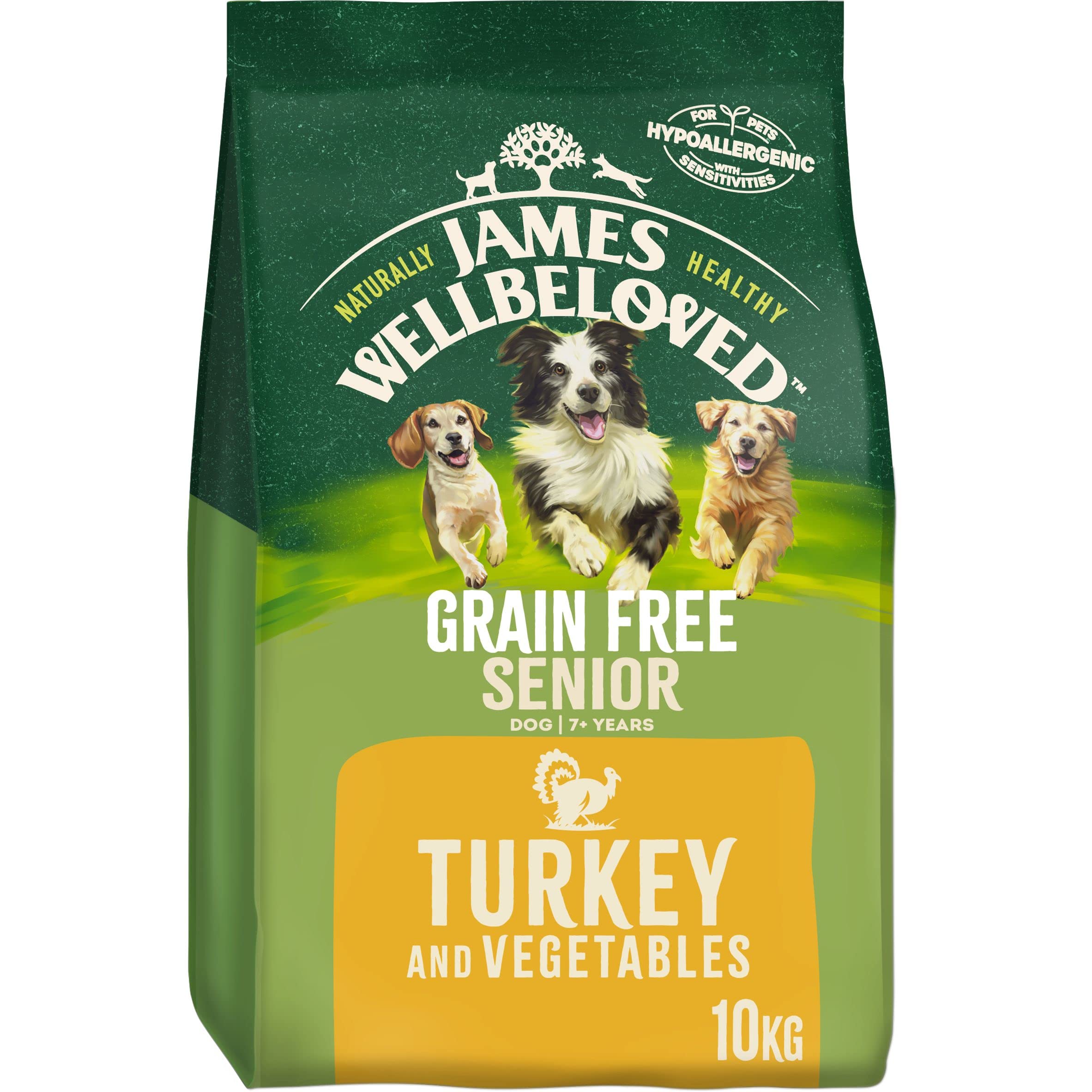 James Wellbeloved Complete Dry Grain Free Senior Dog Food Turkey and Vegetable, 10 kg