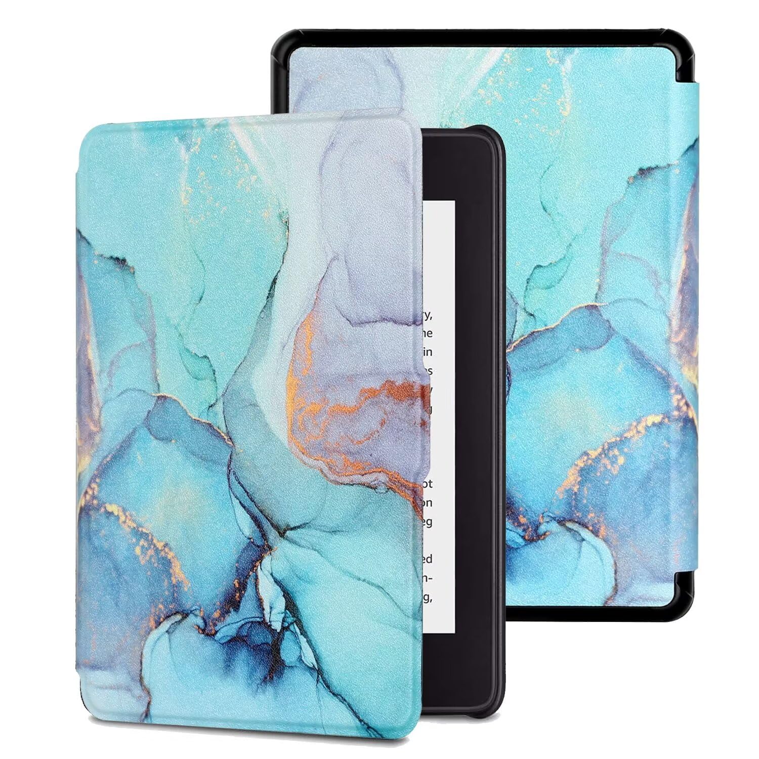 MOKASE Case for 6.8" Kindle Paperwhite (11th Generation 2021), PU Leather Magnetic Cover with Smart Auto Wake/Sleep for 6.8" Kindle Paperwhite & Signature Edition & Kids E-reader 2021, Green Marble — image 1