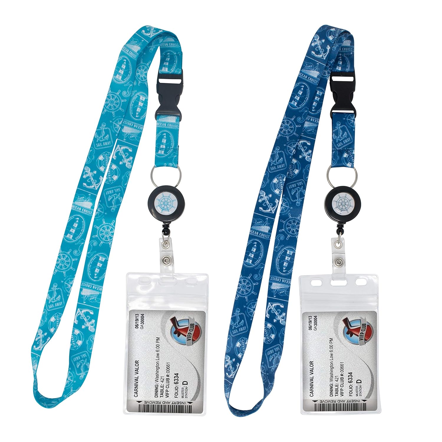 2Pack Cruise Lanyard with Retractable Badge Reel, Water Resistant