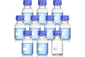 Yopay 10 Pack Media Storage Bottles with GL45 Blue Screw Cap, 250ml Reusable Glass Bottle, Round Scientific Glass Container f