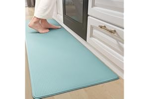 Color&Geometry Kitchen Rugs, Kitchen Runner Rug Kitchen Floor Mat, Cushioned Anti-Fatigue Kitchen Mat, Non Slip Waterproof Comfort Standing Padded, Memory Foam Kitchen mat, 17"x59", Teal