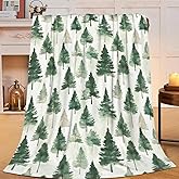 Lovira Pines Tree Pattern Throw Blanket Watercolor Green Throw Blankets Gifts for Couch Sofa Bed Stuff Cozy Plush Warm Flannel for Lover Men Women 40"x50"