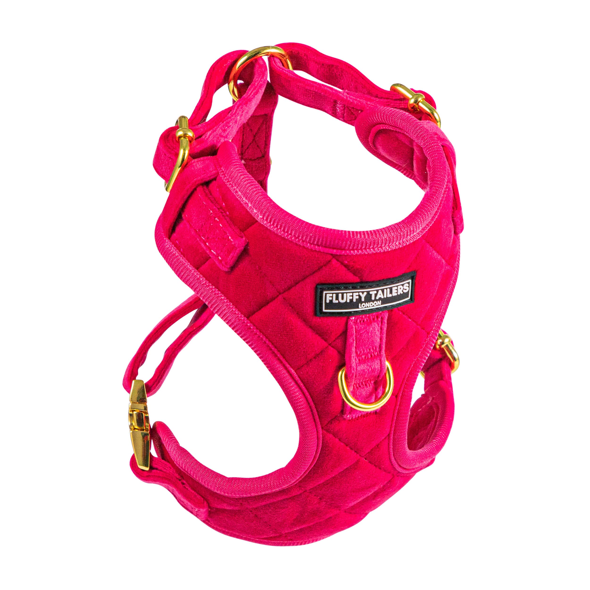 Fluffy Tailers Pretty in Pink Velvet No Pull Adjustable Dog Harness with Breathable Chest Strap for Small, Medium & Teacup Sized Dogs - Comfortable, Stylish & Safe
