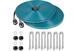 LINEX Sprinkler Soaker Hose 50 ft 2 pack for Garden Lawn Watering Hose with Hose Stakes