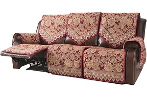 LUFEIJIASHI Waterproof Recliner Sofa Covers Non-Slip Recliner Couch Covers for 3 seat, Split Washable Jacquard Reclining Couch Covers Furniture Protecto (RED, 3 Seater)
