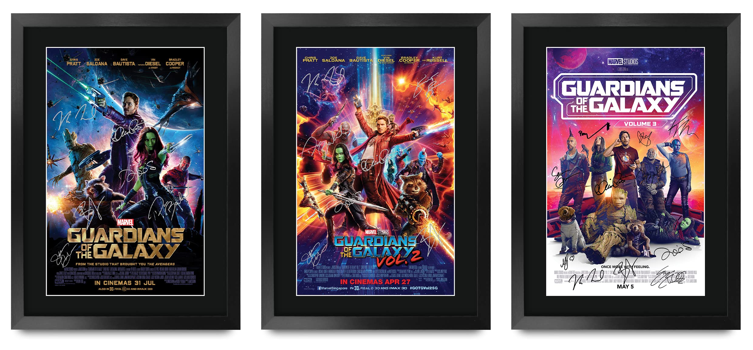 HWC Trading A3 FR Guardians of The Galaxy Collection Chris Pratt and Cast Gifts Printed Poster Signed Autograph Picture for Movie Memorabilia Fans - A3 Framed