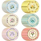Oevbexos 48-Pack Floral Paper Plates, Tea Party Decorations, 9 Inch Disposable Floral Plates for Tea Party, Baby Shower, Bridal Shower, Birthday, Wedding and Any Celebration