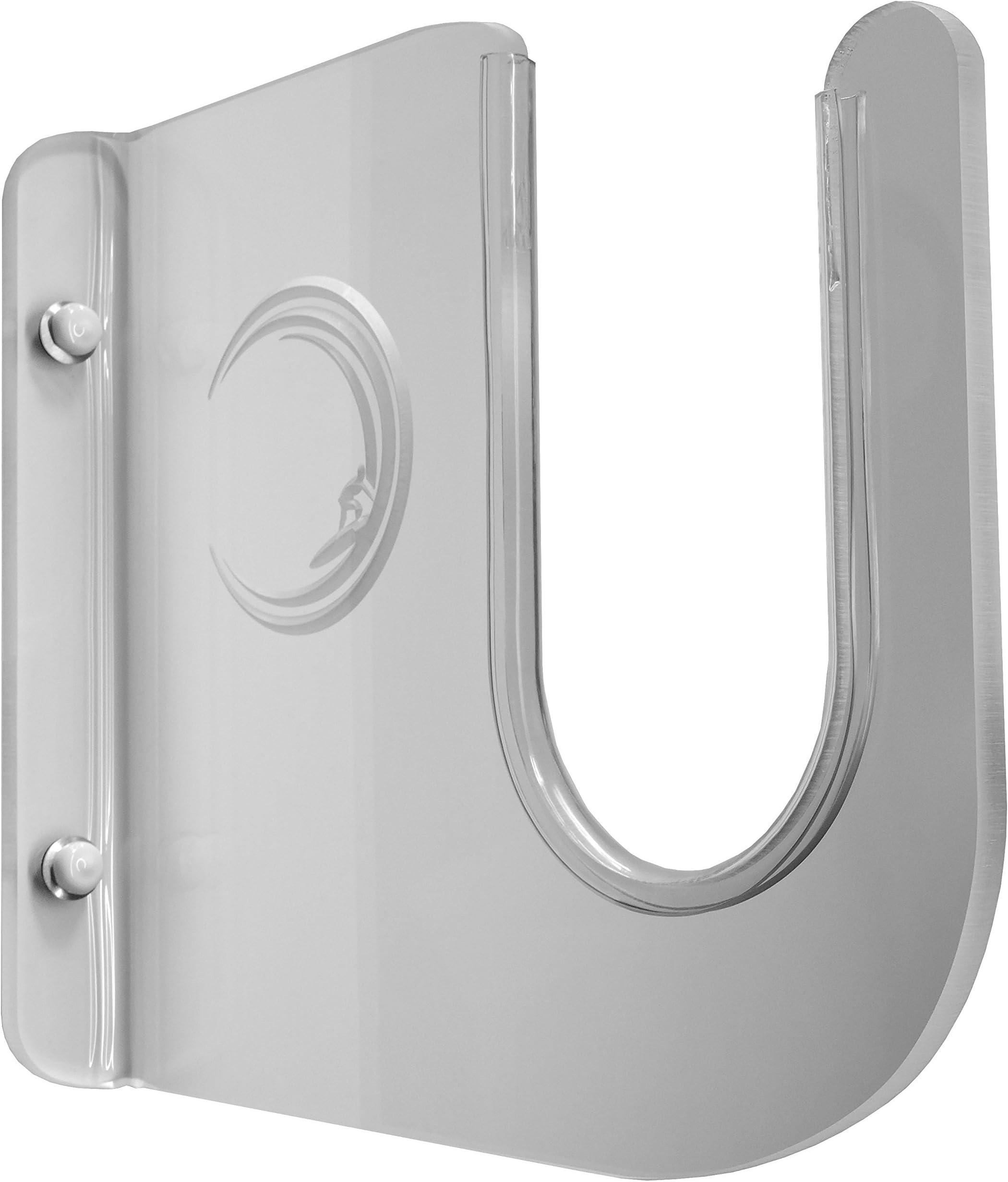 Clear Surfboard 10" Fin Wall Racks Mount with Clear Anti-Ding Pads. 4" Gap Holds Longboards in Classic Trophy Style. OnTheWallRacks.com