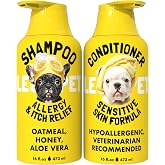 LEGITPET Oatmeal Dog Shampoo &amp; Conditioner Set for Itchy Skin, 2 x 16 oz | Colloidal oatmeal, aloe and honey help soothe itchy, allergy-prone, dry and sensitive skin while conditioning the coat.