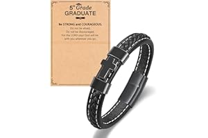UNGENT THEM Mens Cross Leather Bracelet Romantic Birthday Valentines Day Christmas Christian Graduation Easter Gifts for Men Boys