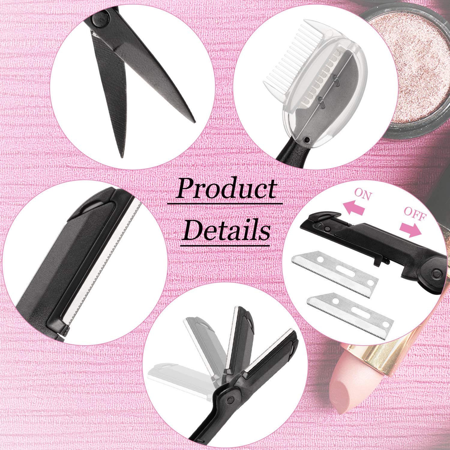 Eyebrow Razor 15 in 1 Eyebrow Kit Eyebrow Trimmer Facial Razor Eyebrow Scissors Eyebrow Tweezers Eyebrow Brush Comb Mirror Blades with Storage Bag for Women: Beauty