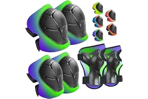 Wemfg Kids Protective Gear Set Knee Pads for Kids 3-14 Years Toddler Knee and Elbow Pads with Wrist Guards 3 in 1 for Skating Cycling Bike Rollerblading Scooter