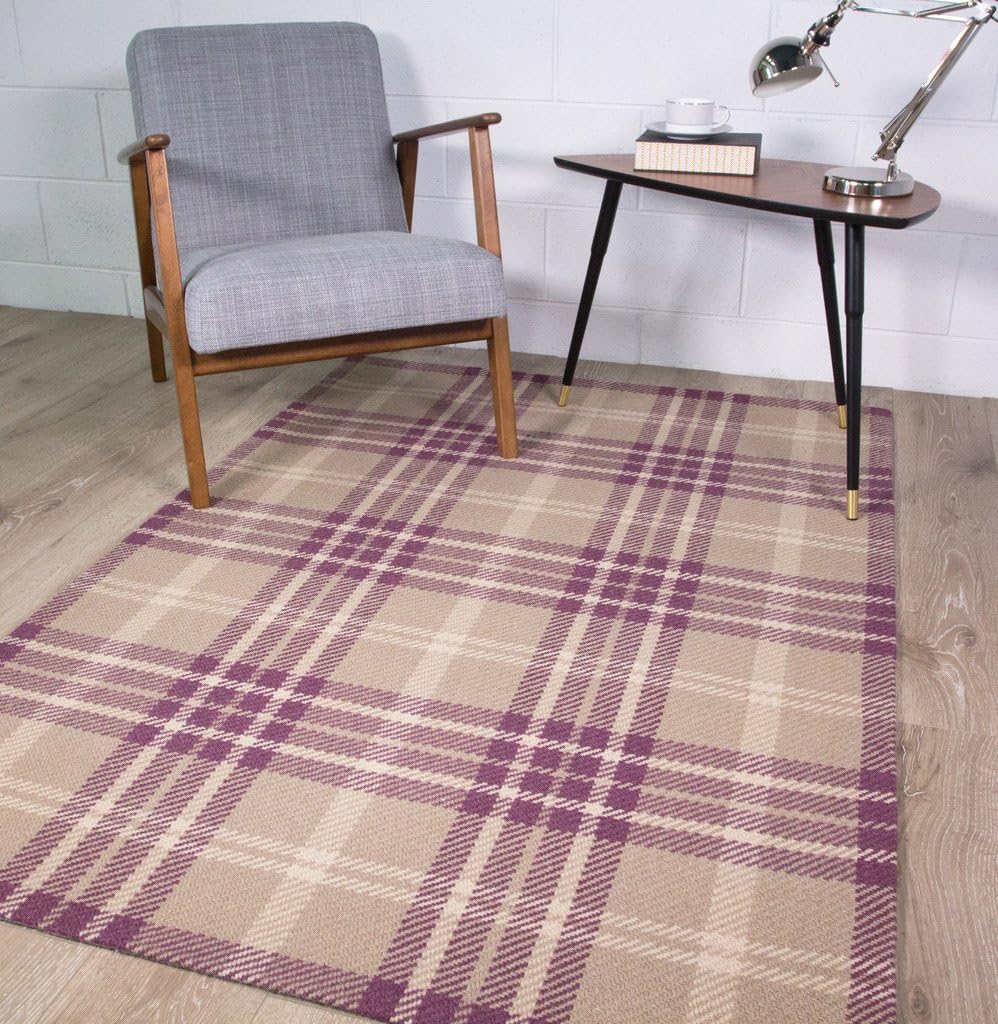 Harris Heather Purple Tartan Checked Pattern 100 Wool Living Room Area Rug 63cm X 240cm Amazon Co Uk Kitchen Home