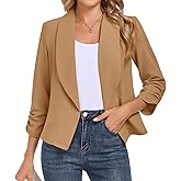 BSYUROS Women's Blazer 3/4 Sleeve Open Front Blazers Slim Fit Casual Work Lightweight Suit Jacket