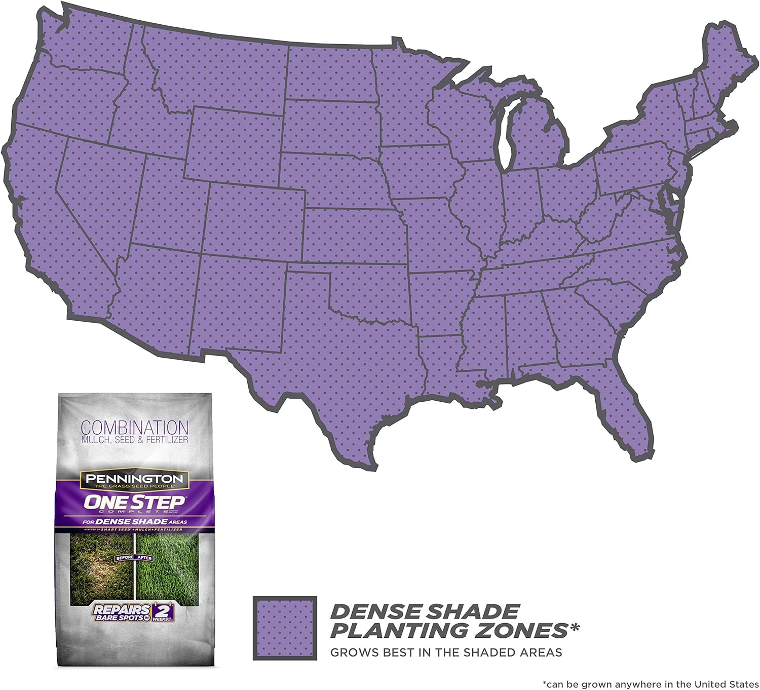 Pennington One Step Complete for Dense Shade Areas - Bare Spot Repair Grass Seed Mix - 8.3 lb : Garden & Outdoor