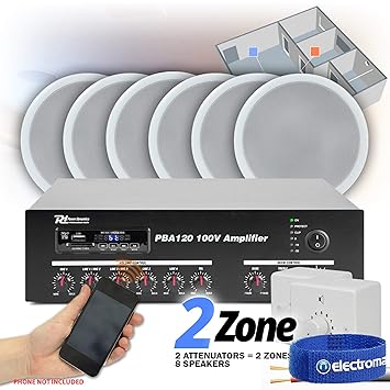 Power Dynamics 8x Ceiling Speakers Bluetooth Amp 100v Amazon Co