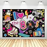 HIPVVILD 80's Party Backdrop Decorations - 80's Theme Party Photography Background Photo Booth Banner Supplies | 5x3ft
