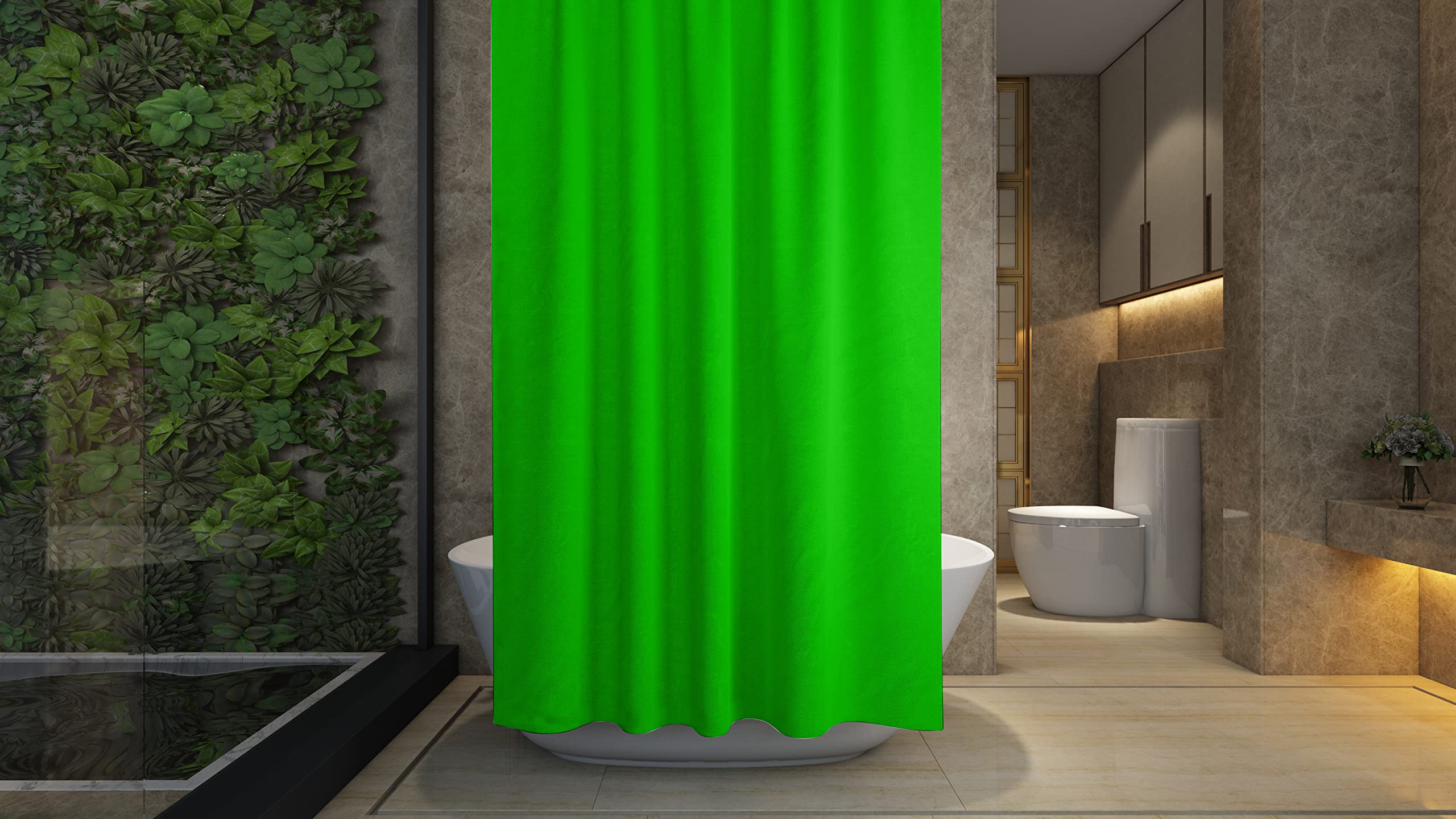 ProBytes Shower Curtain - Made of PEVA, Water Repellent, Mildew Resistant, 180x180cm, 71x71inch, Rail Hooks,Feather Light, Ultra-Thin, Wet Rooms, Shower, Bath, Plain, Vibrant Colours (Bright Green)