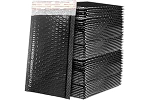 Bubble Mailers Waterproof 4 x 8 inches 50pcs Shipping Envelopes Multicolors Padded Envelopes Self Seal Adhesive (Black)