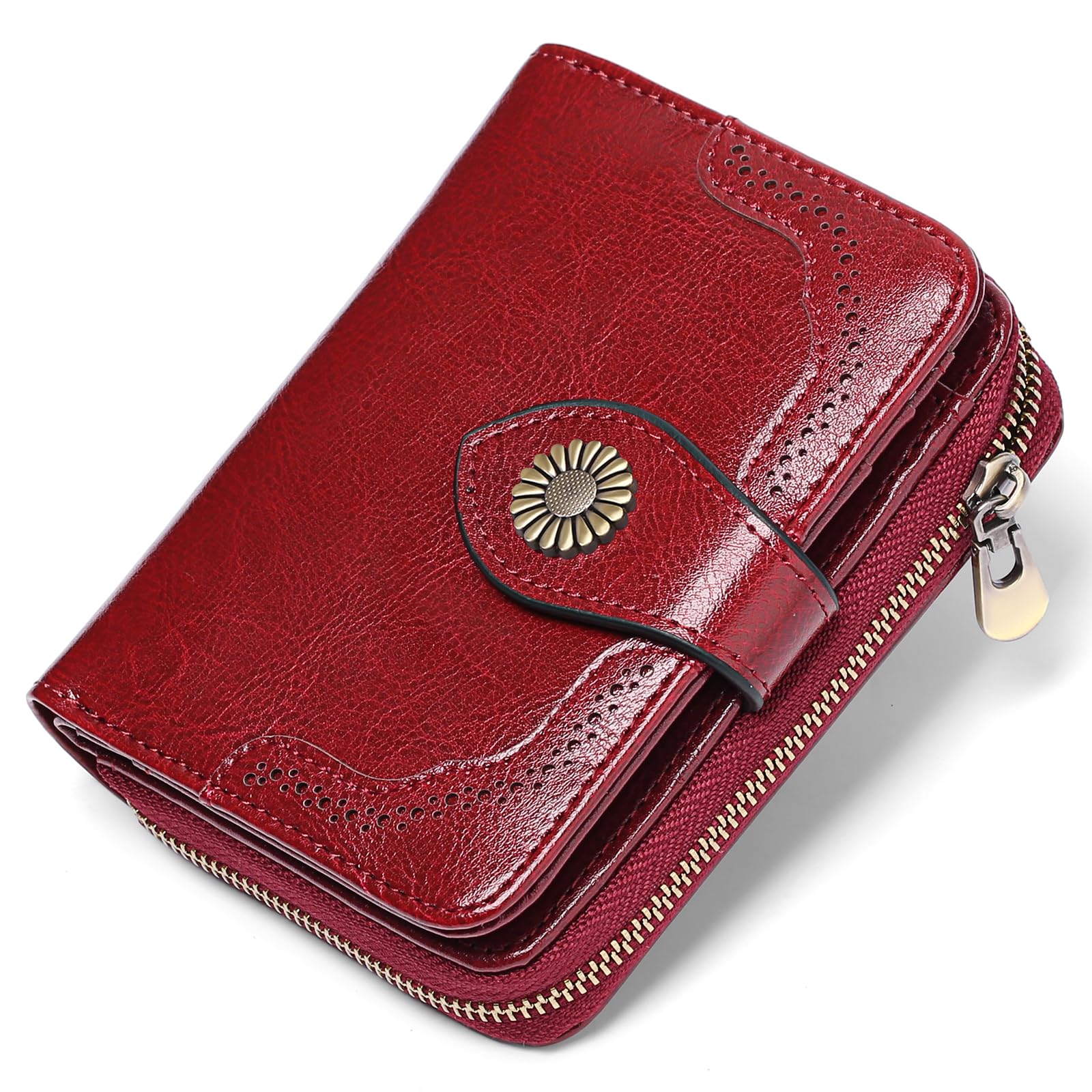 SENDEFN Leather Purses for Women, RFID Blocking Small Wallets for Women, Ladies Purse with Multiple Card Slots and Zipper Compartment